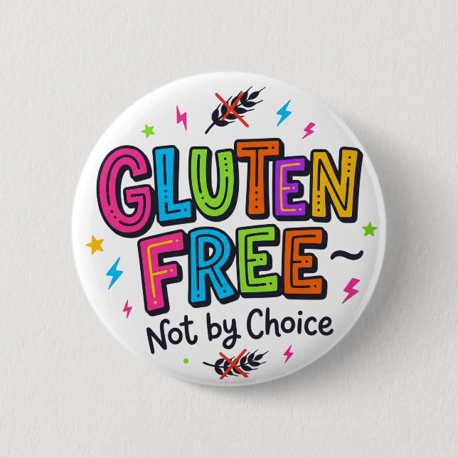 Chapa Redonda De 5 Cm Gluten Free Not By Choice Bright Colourful Funky  (Anverso)