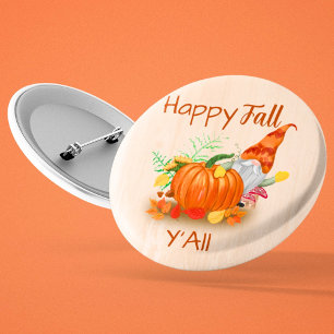 Chapa Redonda De 5 Cm Gnome De Otoño En Parche De Calabaza