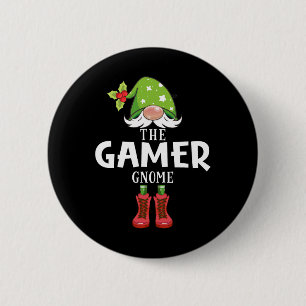 Chapa Redonda De 5 Cm Gnome El Gamer de la familia coincidente de Navida