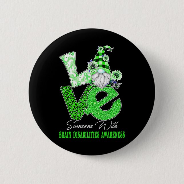 Chapa Redonda De 5 Cm Gnome Flower Love Brain Disabilities Conciencia (Anverso)