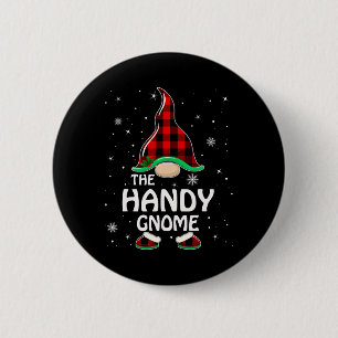 Chapa Redonda De 5 Cm Gnome Handy Buffalo Plaid Matemático Christma