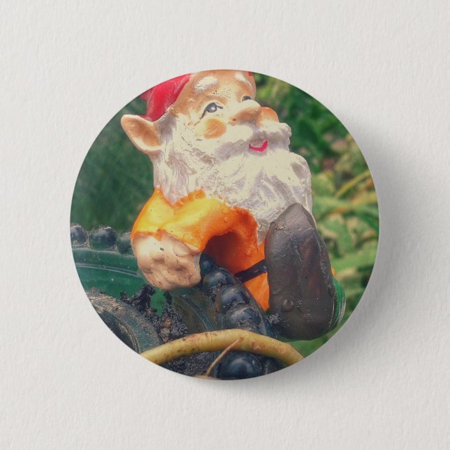 Chapa Redonda De 5 Cm Gnome Hangs Alrededor De Suculentos (Anverso)