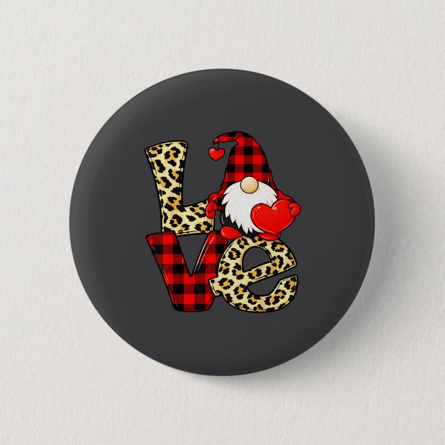 Chapa Redonda De 5 Cm Gnome Love Valentine Gnomes Valentines Day Men Wom (Anverso)