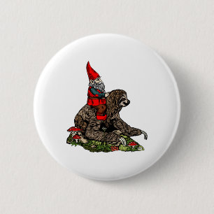 Chapa Redonda De 5 Cm Gnome Riding a Sloth