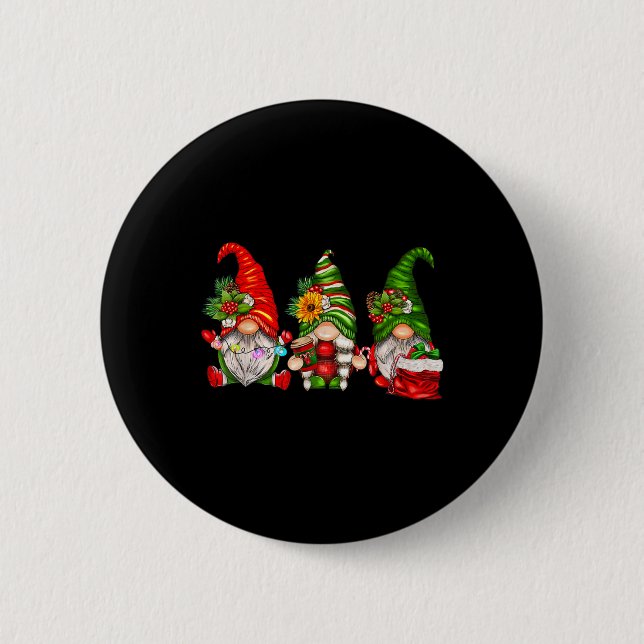Chapa Redonda De 5 Cm Gnomes de Navidades de Cute (Anverso)