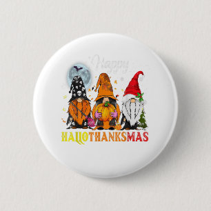 Chapa Redonda De 5 Cm Gnomes Happy Hallothanksmas Halloween Acción de Gr