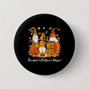 Chapa Redonda De 5 Cm Gnomes Retro Cute Pareja Con Spin De Calabaza Cae
