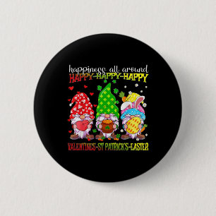 Chapa Redonda De 5 Cm Gnomo Feliz San Valentín San Patricio Pascua Felic