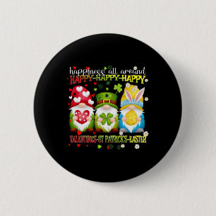 Chapa Redonda De 5 Cm Gnomo Feliz San Valentín St Patrick Pascua de Resu