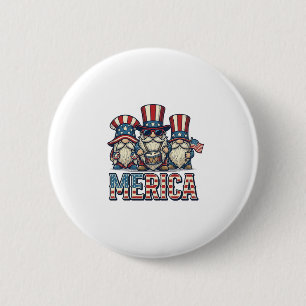 Chapa Redonda De 5 Cm Gnomo Patriótico Merica Diseño Vector Vintage_1