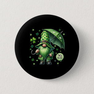 Chapa Redonda De 5 Cm Gnomos del Día de San Patricio con barba verde div