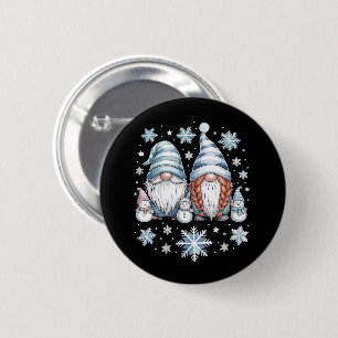 Chapa Redonda De 5 Cm Gnomos Divertidos De Muñeco De Nieve Con Copos De