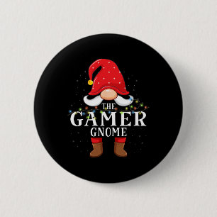 Chapa Redonda De 5 Cm Gnomos Gamer de Navidad Pijama Familiar a Juego