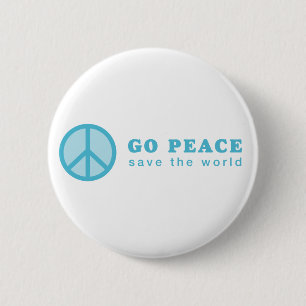 Chapa Redonda De 5 Cm Go Peace (Azul)