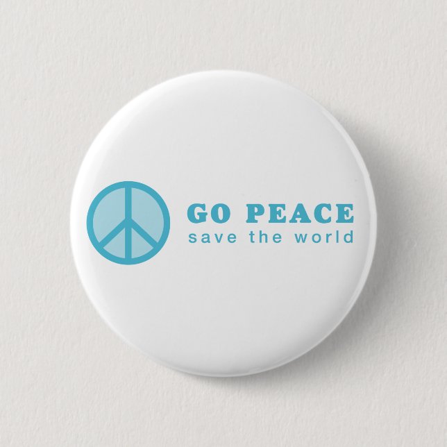 Chapa Redonda De 5 Cm Go Peace (Azul) (Anverso)