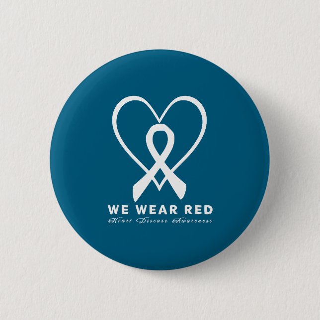 Chapa Redonda De 5 Cm Go Red In February Heart Disease Awareness Health  (Anverso)