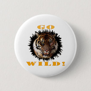 Chapa Redonda De 5 Cm Go Wild Tiger