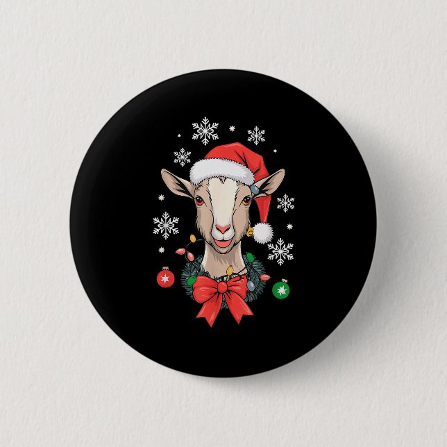 Chapa Redonda De 5 Cm Goat Christmas  (Anverso)