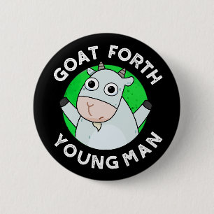 Chapa Redonda De 5 Cm Goat Fort Young Man Gracioso Animal Pun Dark BG