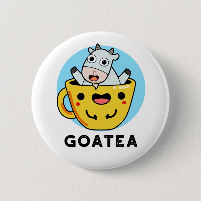 Chapa Redonda De 5 Cm Goatea Funny Goat Tea Pun (Anverso)