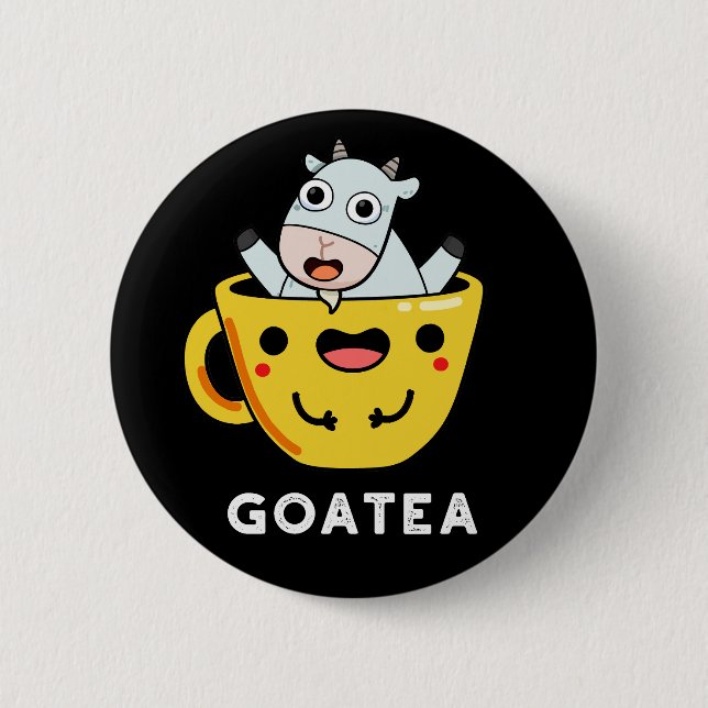 Chapa Redonda De 5 Cm Goatea Funny Goat Tea Pun Dark BG (Anverso)
