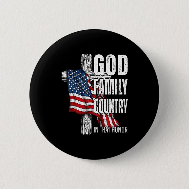 Chapa Redonda De 5 Cm God Family Country American Flag Christian Patriot (Anverso)
