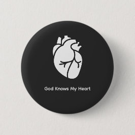 Chapa Redonda De 5 Cm God Knows My Heart Christian T-Shirt