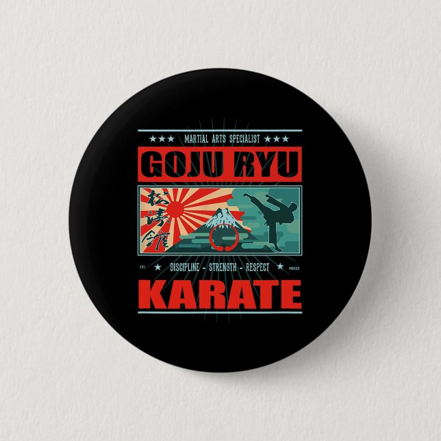 Chapa Redonda De 5 Cm Goju Ryu Karate Kanji (Anverso)