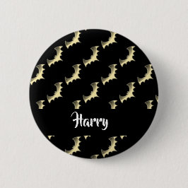 Chapa Redonda De 5 Cm Gold bats on black