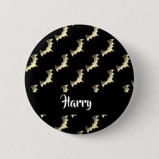 Chapa Redonda De 5 Cm Gold bats on black (Anverso)