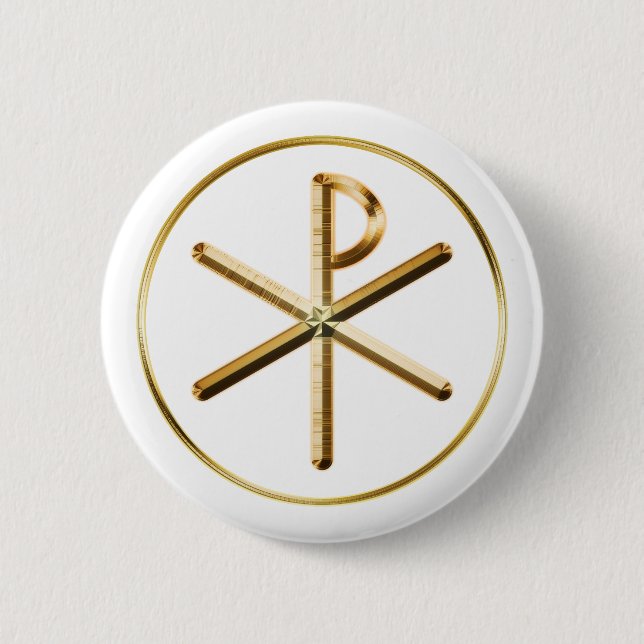 Chapa Redonda De 5 Cm Gold Chi-Rho symbol (Anverso)