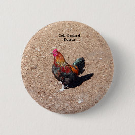 Chapa Redonda De 5 Cm Gold Cockerel Rooster button
