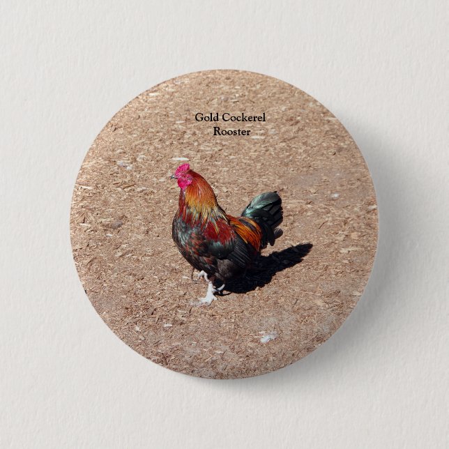 Chapa Redonda De 5 Cm Gold Cockerel Rooster button (Anverso)