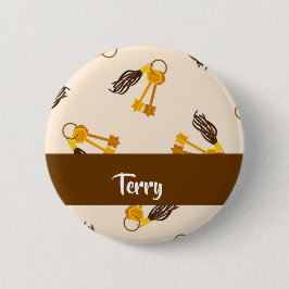 Chapa Redonda De 5 Cm Gold house keys on pink