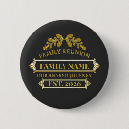 Chapa Redonda De 5 Cm Gold Oak Leaf Family Reunion Custom Name and Year