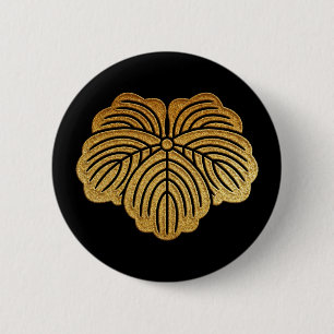 Chapa Redonda De 5 Cm Gold Tsuta Kamon