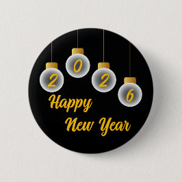 Chapa Redonda De 5 Cm Golden and Black 2026 New Year Pin Button