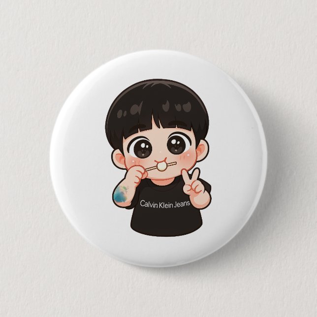 Chapa Redonda De 5 Cm Golden Chibi Pin | Cute Music-Inspired Art Badge (Anverso)