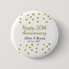 Chapa Redonda De 5 Cm Golden dots glitter happy 20th anniversary wedding