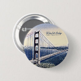 Chapa Redonda De 5 Cm Golden Gate Bridge San Francisco Watercolor Art