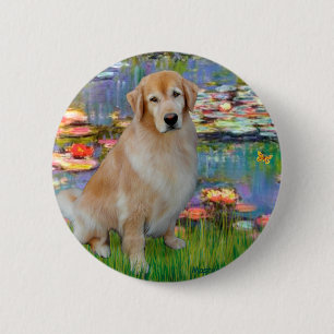 Chapa Redonda De 5 Cm Golden Retriever #10 - Lirios #2