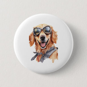 Chapa Redonda De 5 Cm Golden Retriever con gafas de sol