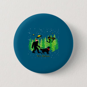 Chapa Redonda De 5 Cm Golden Retriever Divertido Bigfoot Navidad Alien O