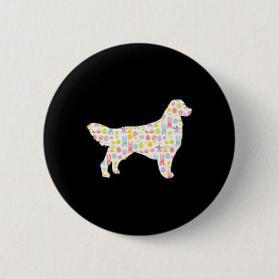 Chapa Redonda De 5 Cm Golden Retriever Easter Bunny Dog Silhouette