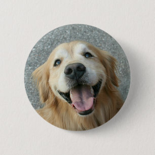 Chapa Redonda De 5 Cm Golden retriever sonriente