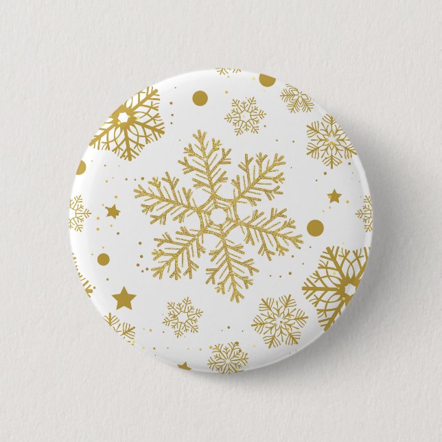 Chapa Redonda De 5 Cm Golden snowflakes (Anverso)