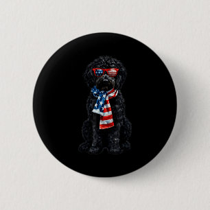 Chapa Redonda De 5 Cm Goldendoodle 4 de julio patriótico negro dorado