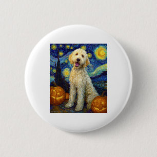 Chapa Redonda De 5 Cm Goldendoodle Cute Dote Halloween Jack O Lantern Pu