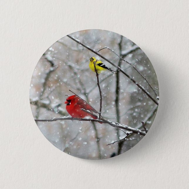 Chapa Redonda De 5 Cm Goldfinch Y Cardinal (Anverso)