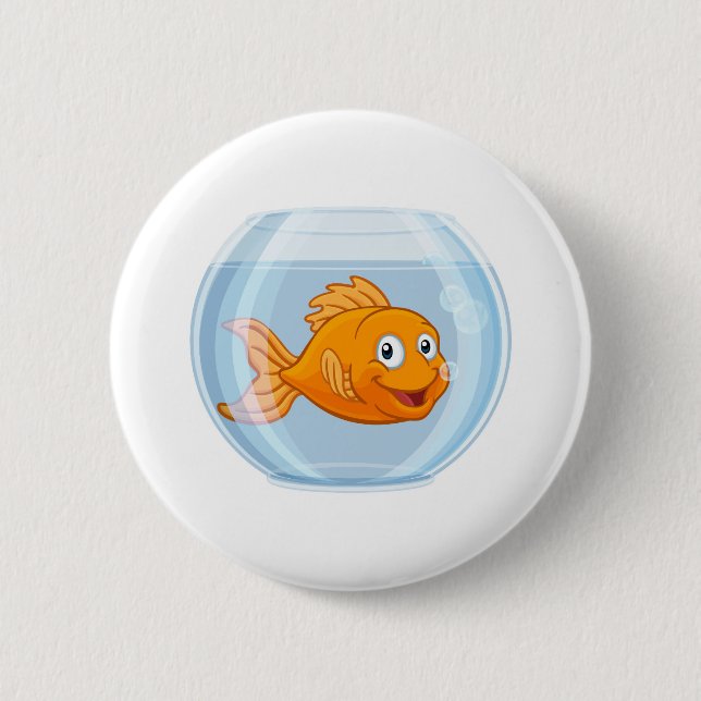 Chapa Redonda De 5 Cm Goldfish in Gold Fish Bowl Personaje de caricatura (Anverso)